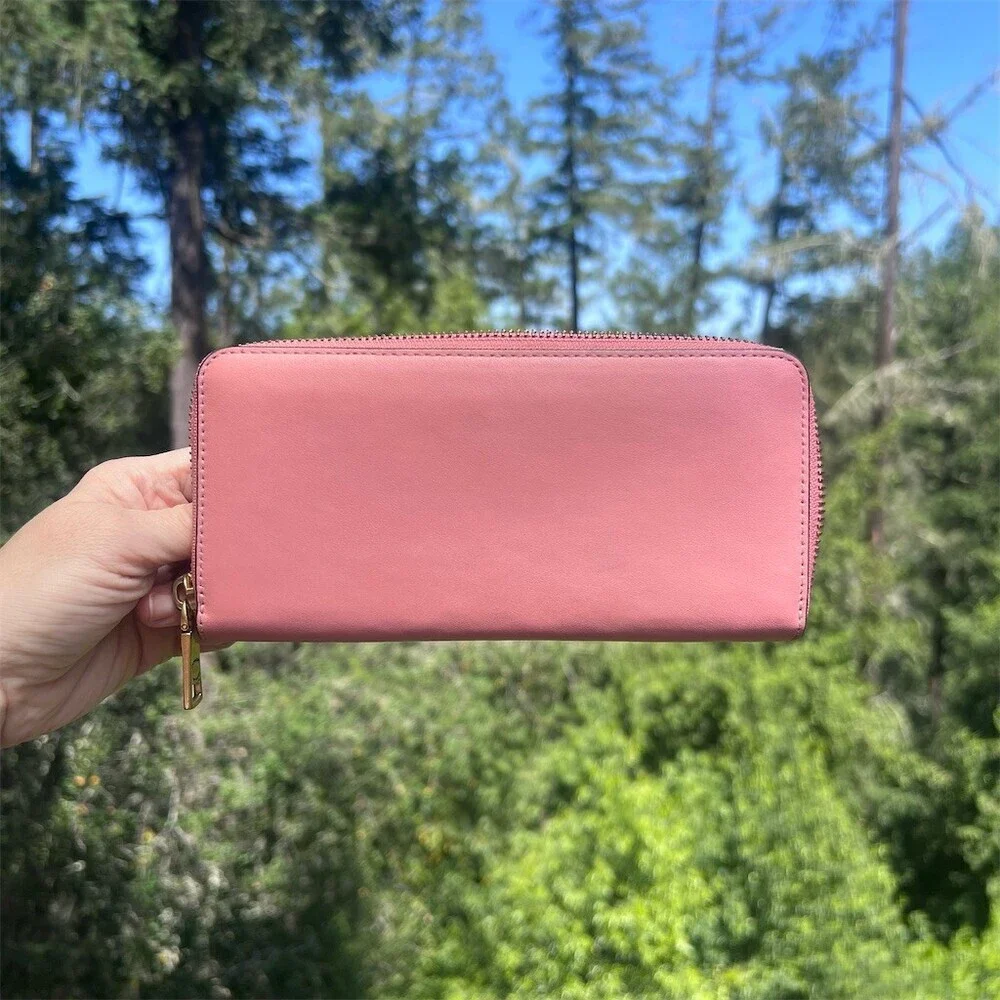 COACH Long Zip-Around Wallet Smooth Pink Leather with Gold Hardware AUTHENTIC